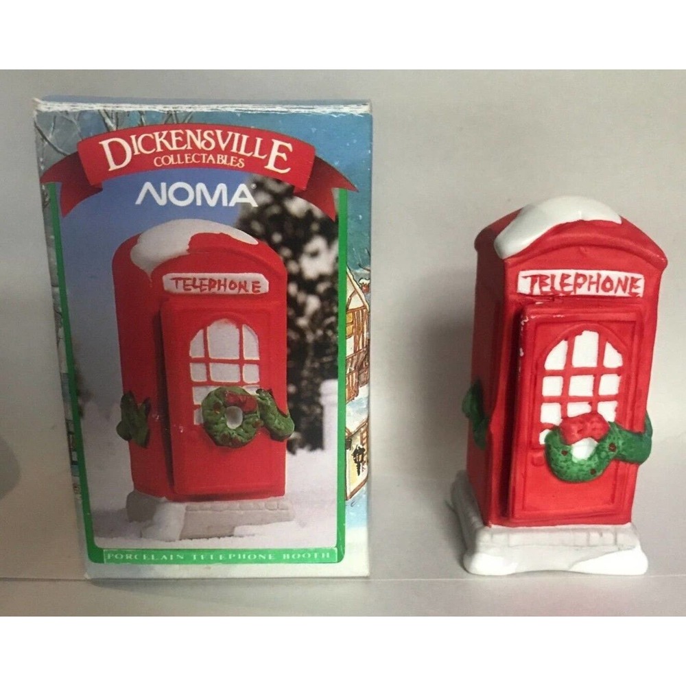 VTG-DICKENSVILLE COLLECTABLES Phone Booth-Red Nostalgic/Christmas Village 1990